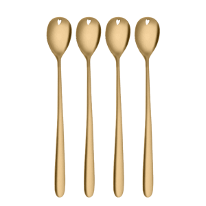 Latté lžičky se srdíčkem zlaté 4 ks set – Love Cutlery - 116626