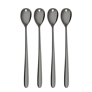 Latté lžičky se srdíčkem šedé 4 ks set – Love Cutlery - 116627