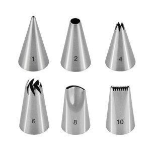 Zdobicí trysky DELÍCIA, 6 ks, nerezové