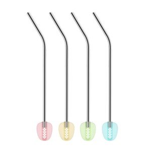 Nerezové slámky s filtrem myDRINK, 4 ks, s čisticím kartáčkem