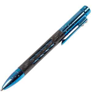 Lionsteel Twist Pen Titanium BLUE SHINE s uhlíkovými vlákny. Fisher Space náplň NY FC BLS