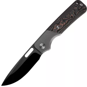 Ameight Knives Felix II-DLC Satin M390 blade,Dark Grey PVD  Ti And CF handle