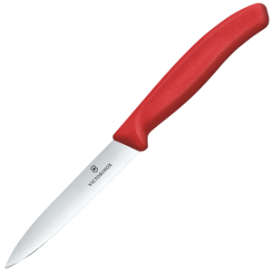 Victorinox Nôž na ovocie a  zeleninu, 10cm, rovný, hladká čepeľ, červený 6.7701.C1